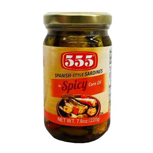 555 - Spanish Sardines Corn Oil (Spicy) 220g